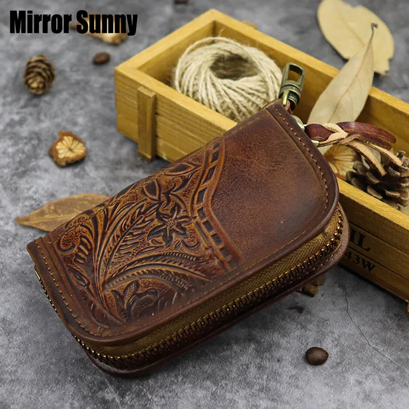 

Creative Embossed Design Door & Car Key Pack Men's Leather Driver's License Card Bag Key Wallets Storage Bag First Layer Cowhide