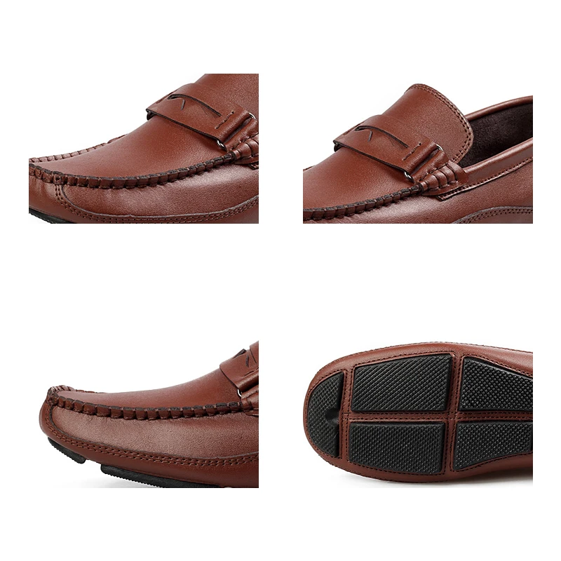 Hommes Cuir Ngouxm Air Respirant Automne on De Mocassins Mode Main Sport marron blanc bleu Solide Noir Slip En Homme Plein Printemps Chaussures Noir 85r8zq