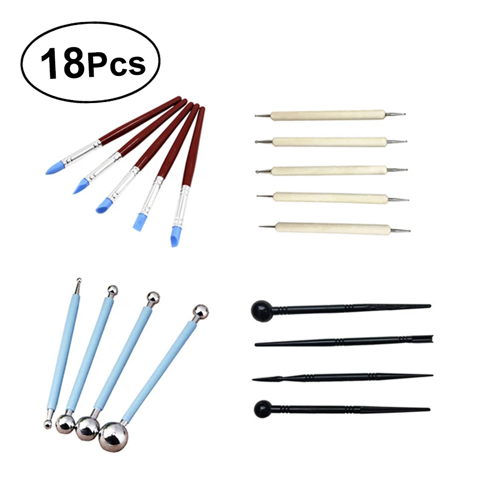 

18pcs Clay Sculpting Tools Kit Polymer Clay Tools Set Ceramics Sculpey Clay for Pottery Cake Modeling Carving for Hand Building