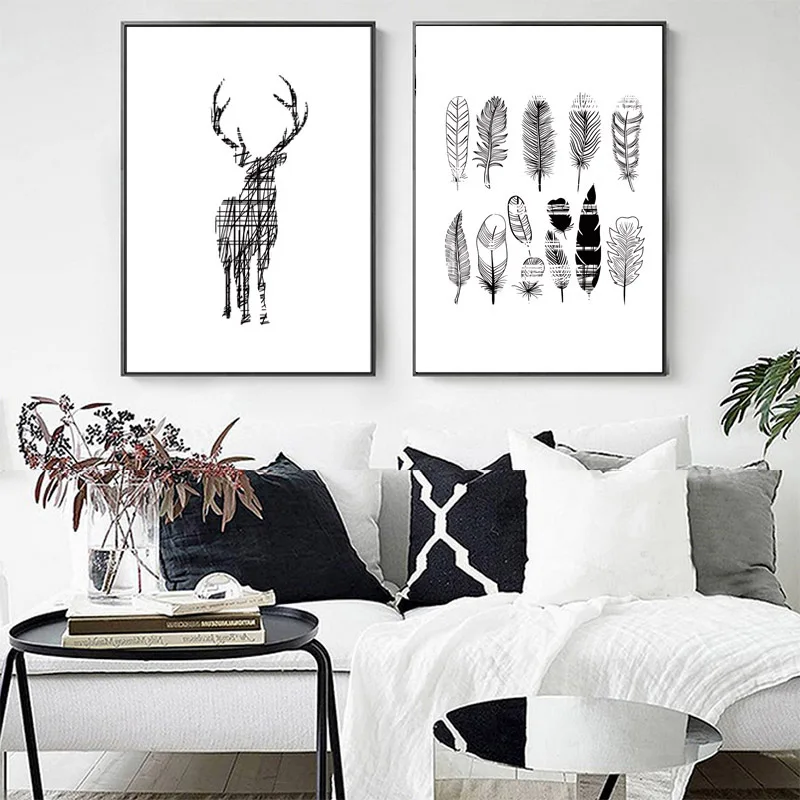 Abstract Canvas Paintings Poster Nordic Minimalist Painting Dandelion Wall Picture Black And White Posters And Prints Unframed