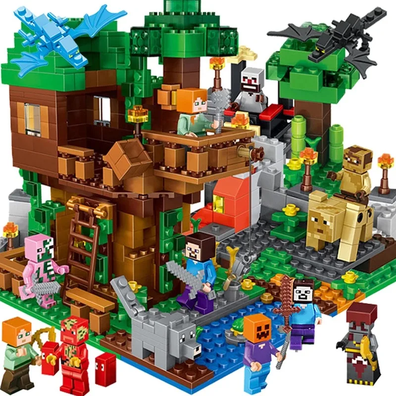 My World Mechanism Cave Building Blocks Compatible Lego IN Minecraft Animal Alex action figures bricks toys for children