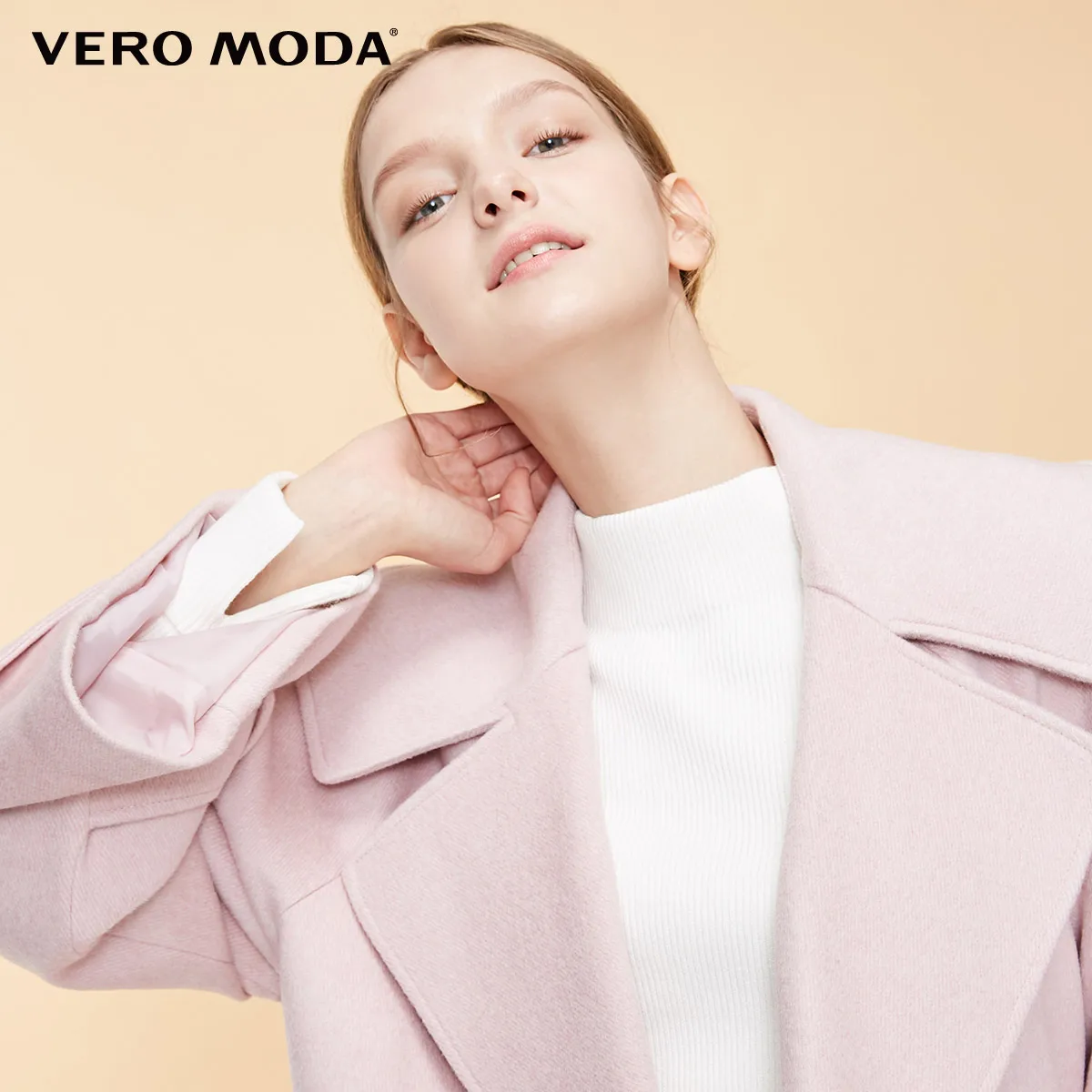 Vero Moda пальто женское новое шерстяное с отворотами и пуговицами регулируемыми
