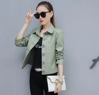 

Leather short female plus velvet jacket 2018 spring and autumn new pu leather jacket leather