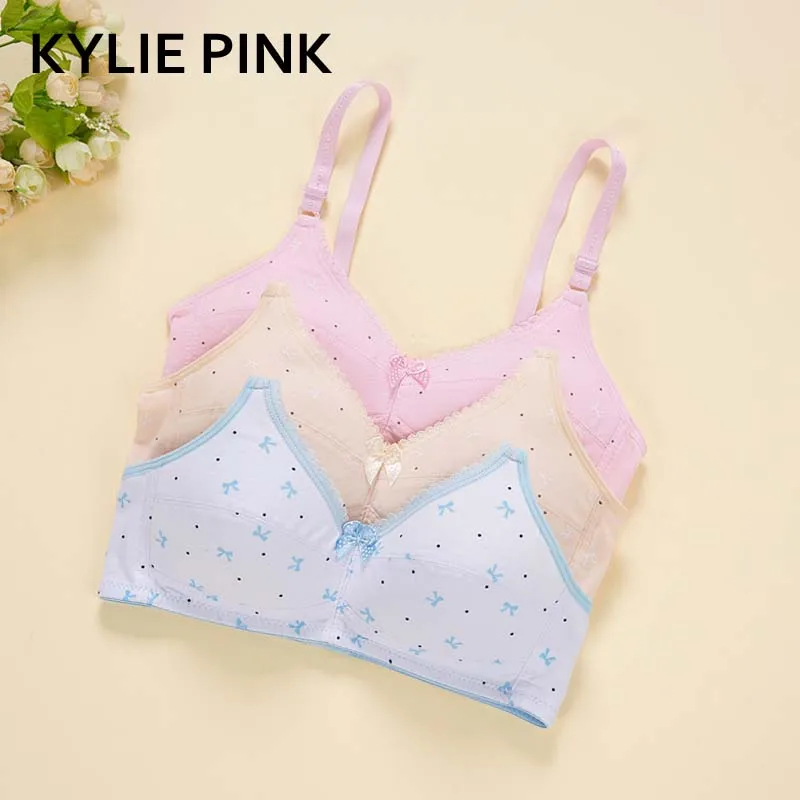 

KYLIE PINK Cotton Teenage Young Girls First Training Bras Underwear for Teen Students Soft Thin Cup Bra Lingerie Dropshipping