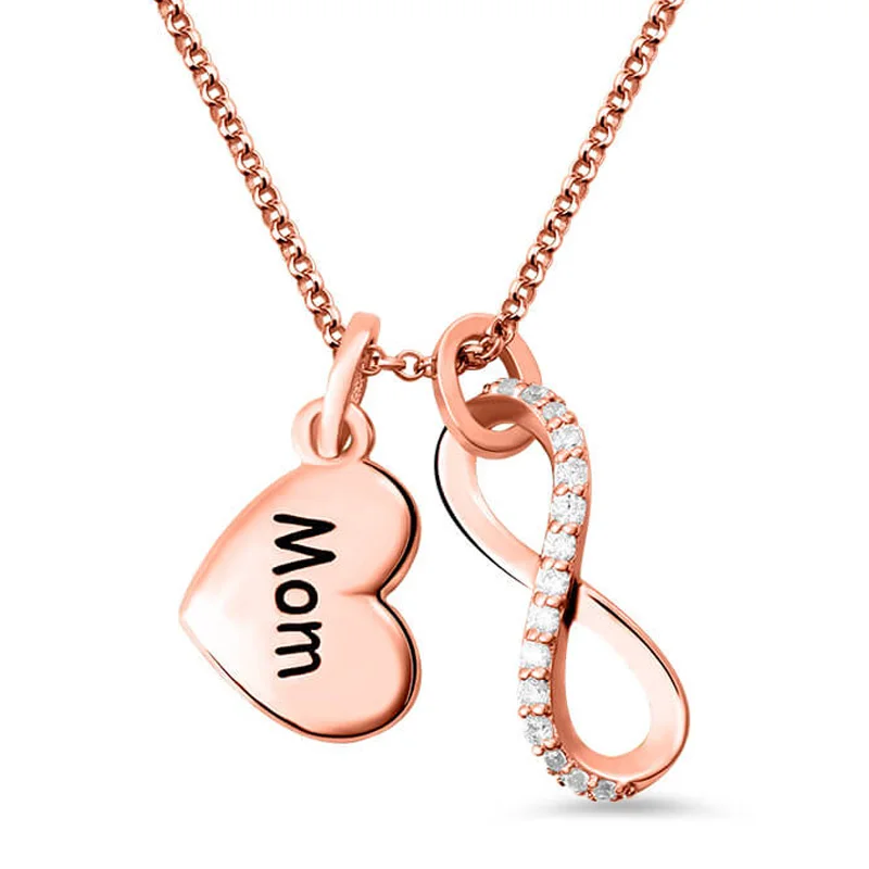 Women's Infinity Pendant Name Necklace Custom Letter Love Heart Charm Necklaces with Crystal Rose Gold Chain Gift for Mom Mother цена Women's Infinity Pendant Name Necklace Custom Letter Love Heart Charm Necklaces with Crystal Rose Gold Chain Gift for Mom Mother цены онлайн