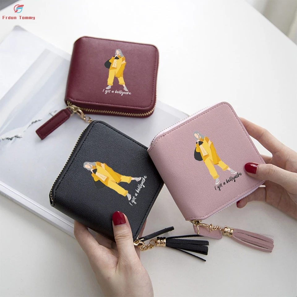 

New Billie Eilish printing Wallets Harajuku style wallet Women Mini Purse Accessories Short Zipper card Bags Lady Wallets