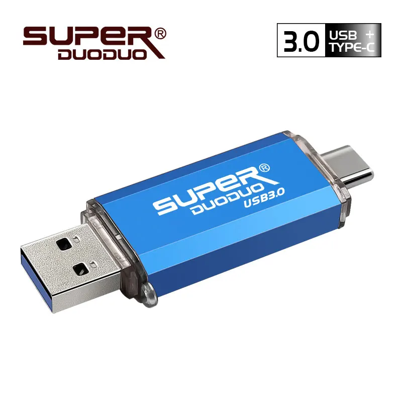 Водонепроницаемый металлический флеш-накопитель USB 128 ГБ 64 ГБ 32 ГБ 16 ГБ флеш-накопитель USB 64 ГБ флеш-накопитель USB 3,0 OTG type-C usb ключ - Цвет: blue