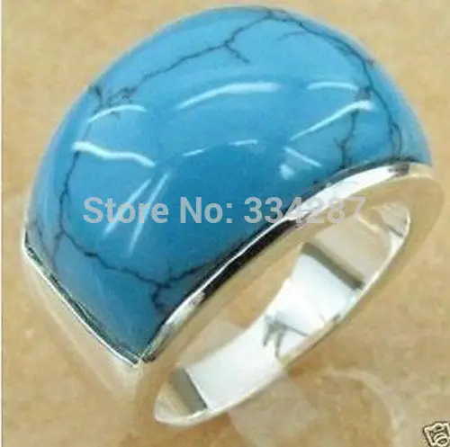 

Jewellery pretty silver turquoises men's ring Ring Size,8,9,10,11,12