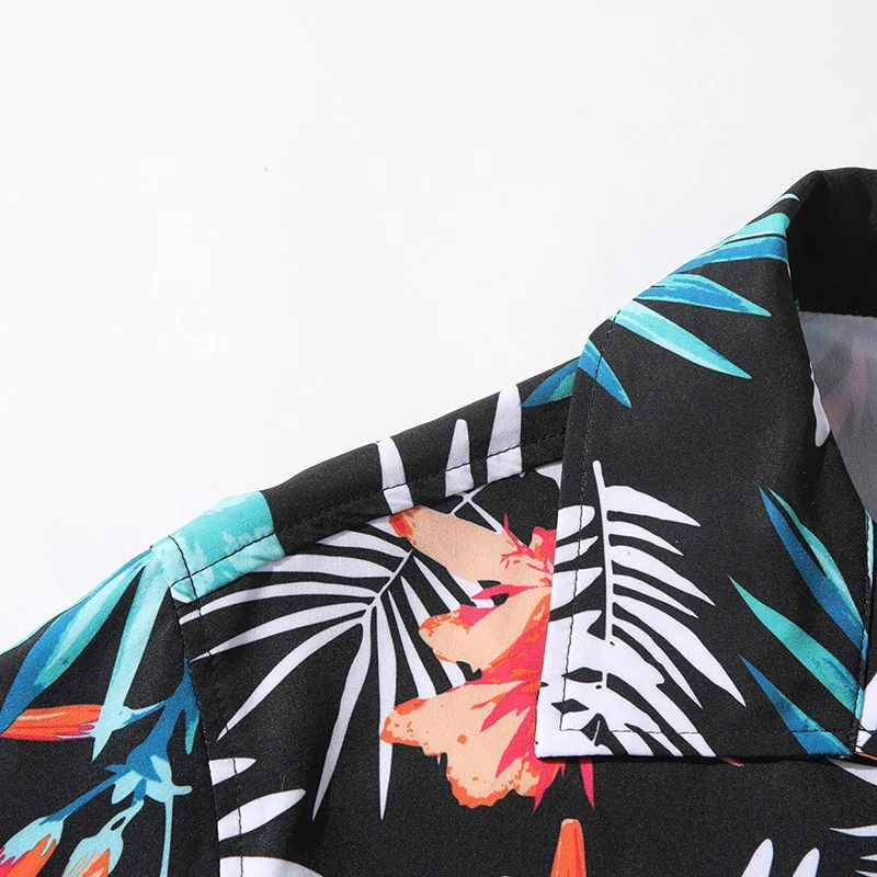 Мужская рубашка с коротким рукавом пляжный летний стиль с принтом листьев Мужская Повседневная пляжная гавайская рубашка Camisa Hombre летний топ M-5XL