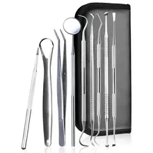 9 шт. стоматологический из нержавеющей стали стоматологический инструмент для полости рта Бытовой зубной камень зеркало зонд чистка зубов удаление зубов