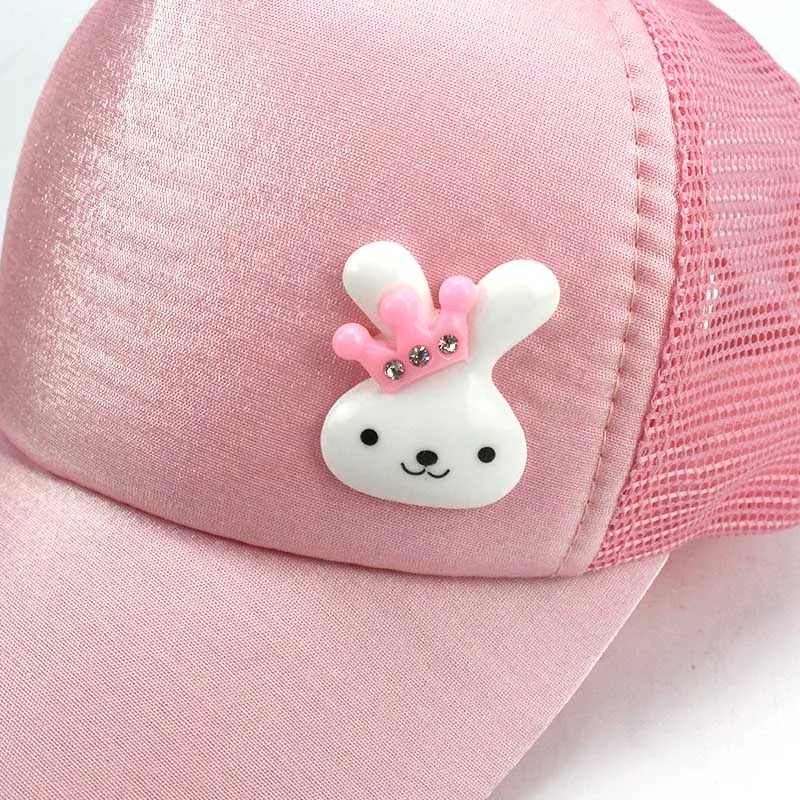 Summer Sequin Cartoon Ear Cap Kids Snapback Baseball Cap Children Mesh Sun Hat