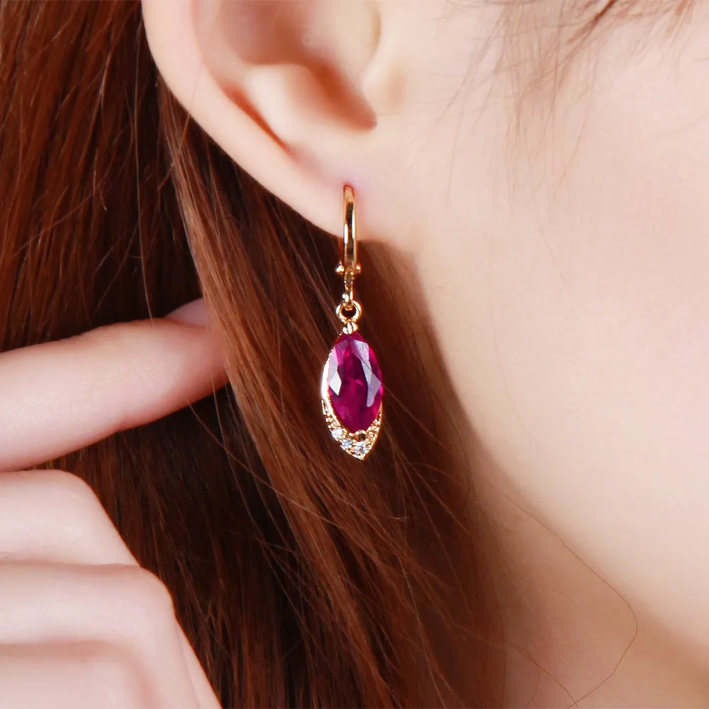 Waterdrop Dangling Earrings Yellow Gold Filled Elegant Women's Earrings