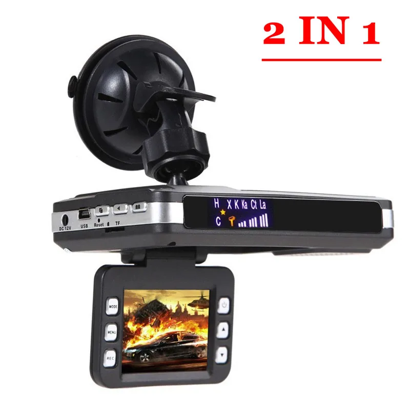 Flip Type 2 In 1 Car Radar Detector 2.0 DVR Camera Tachograph Russian Language Version Vehicle Speed Control Drive