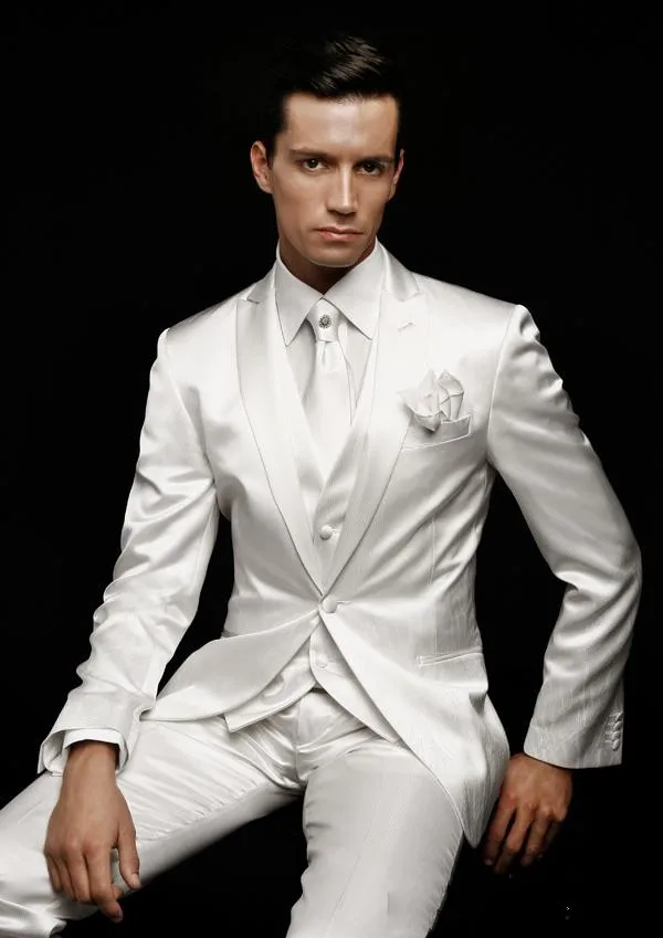 Новый стиль смокинг жениха Groomsmen Пик нагрудные WeddingDinnerEvening костюмы best человек Жених (куртка + брюки + галстук + жилет)