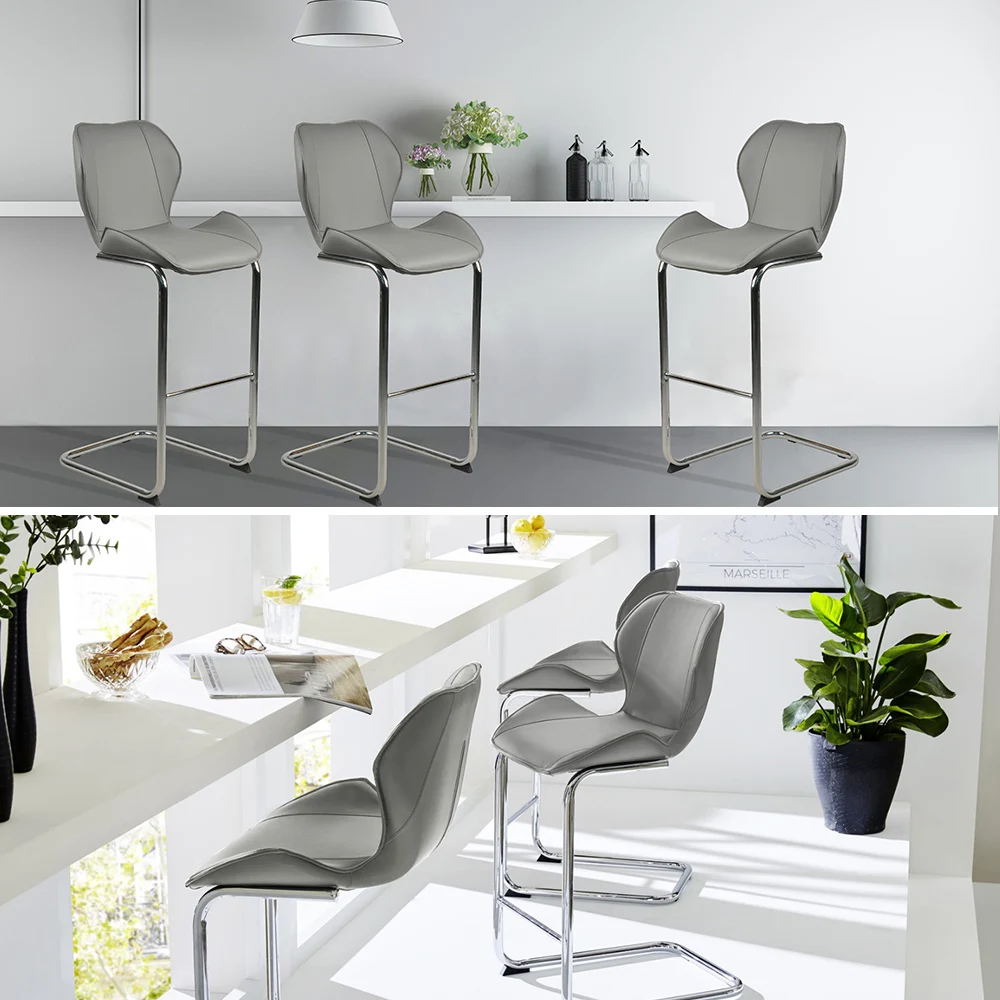 

4pcs Barstool With Metal Legs Curved Back Morden Stable And Durable Bar Chairs Suitable For Home Office Bar Club