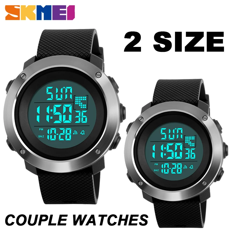

SKMEI Outdoor Sport Couple Watches Men Women Double Time Digital Wristwatches 50M Water Resistant LED Display Watch Montre Homme