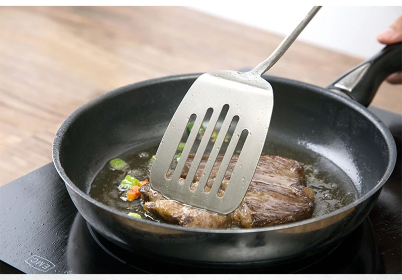 TUUTH 1Pcs Stainless Steel Cooking Tools Wooden Handle Spatula Colander Spoon Potato Presser Dinnerware Tableware Kitchen Tools B5