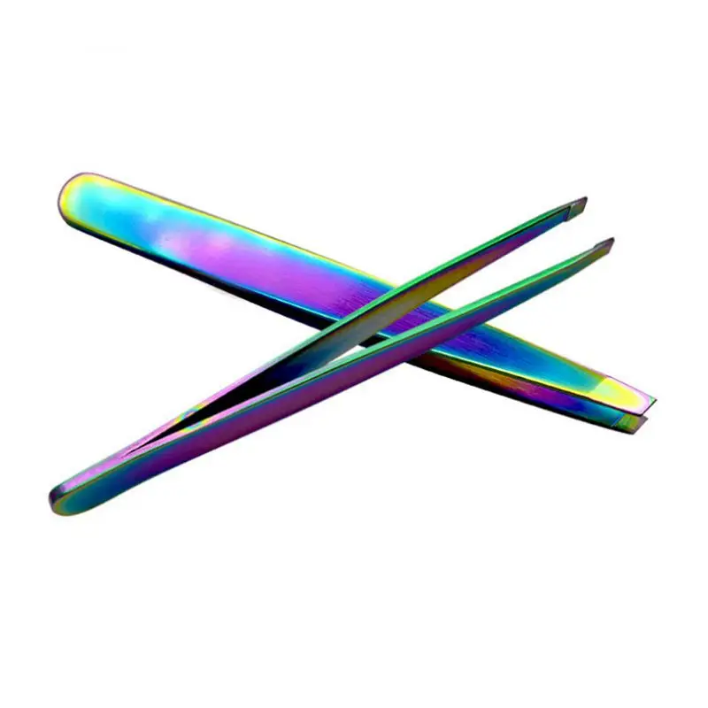 Пинцет из нержавеющей стали с наклонным кончиком для удаления волос, косметический зажим для бровей, инструмент для красоты и макияжа