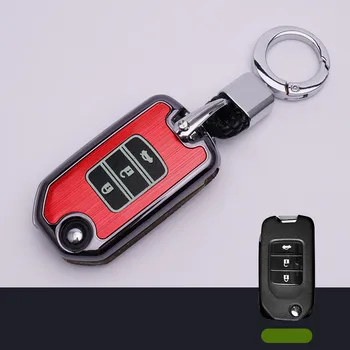 

Plastic Luminous 3 Buttons Leather Car Key Cover Cases For Honda Civic X-RV Jazz Greiz Crdder Flip Key Keychain Fob Cases