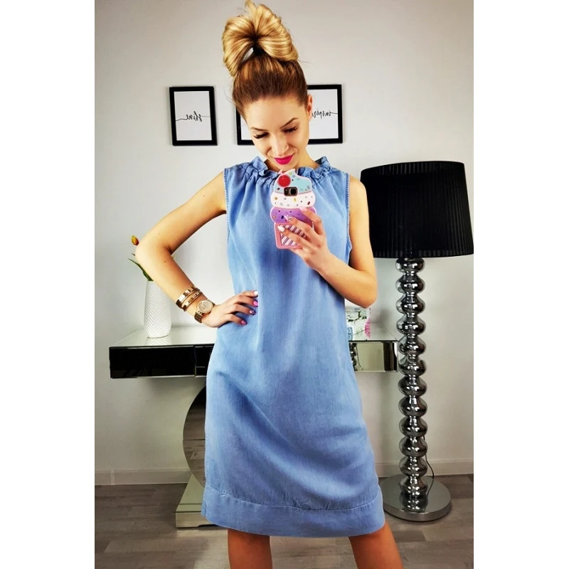 Moda Mujer sin mangas DE mezclilla Jean vestidos Casual más tamaño batas con cinturón azul Jeans vestidos Ropa DE Mujer WS8892U Moda Mujer sin mangas DE mezclilla Jean vestidos Casual más tamaño batas con cinturón azul Jeans vestidos Ropa DE Mujer WS8892U