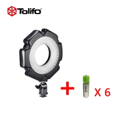 Tolifo R-160S Video Light LED Ultra Thin Led Ring Light For Photography Dimmable Digital Camera + 6 pcs 1200mAh AA USB battery