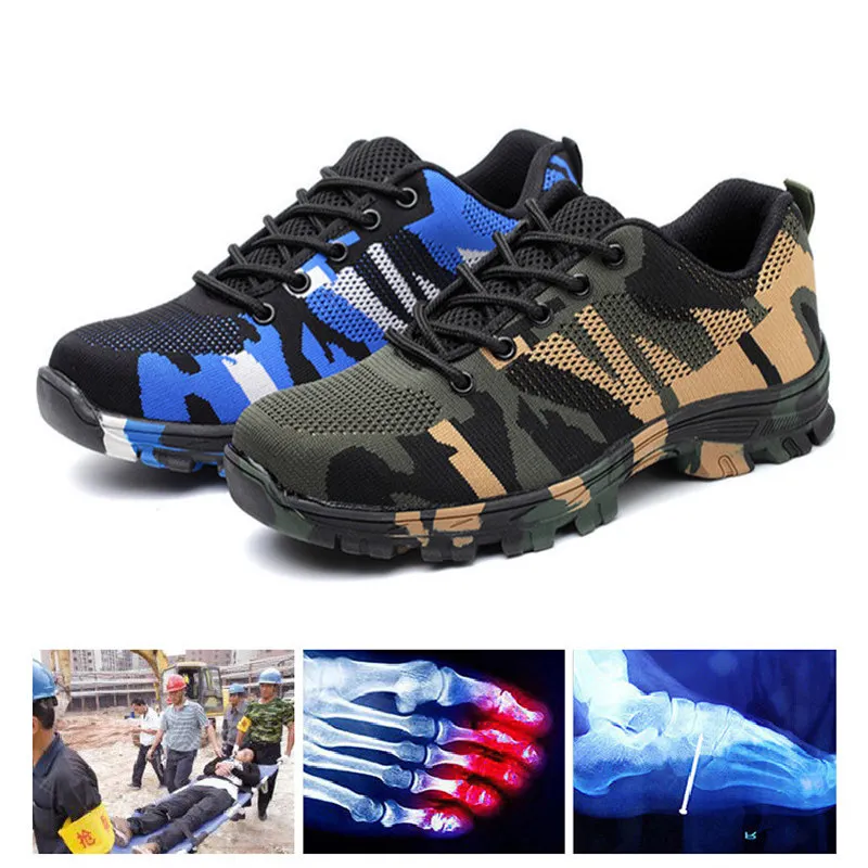 التمويه الصلب اصبع القدم الرجال حذاء امن للعمل للرجل الصناعي ثقب برهان البناء تنفس الأحذية T137A
