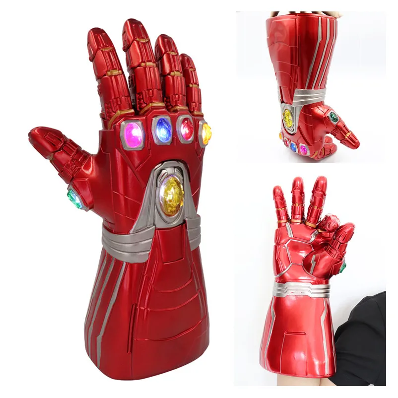 

Adult Kids PVC LED Light Avengers Endgame Iron Man Nano Gauntlet Thanos Infinity Gauntlet Armor Tony Stark Cosplay Gloves Props