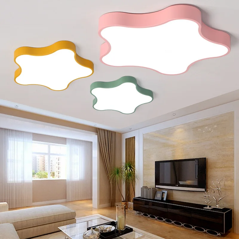 

TUDA LED Ceiling Lamp Intelligent Nordic Living Room Bedroom Room Five-pointed Star Ceiling Lamp Macarons Ceiling Lamp 110V 220V