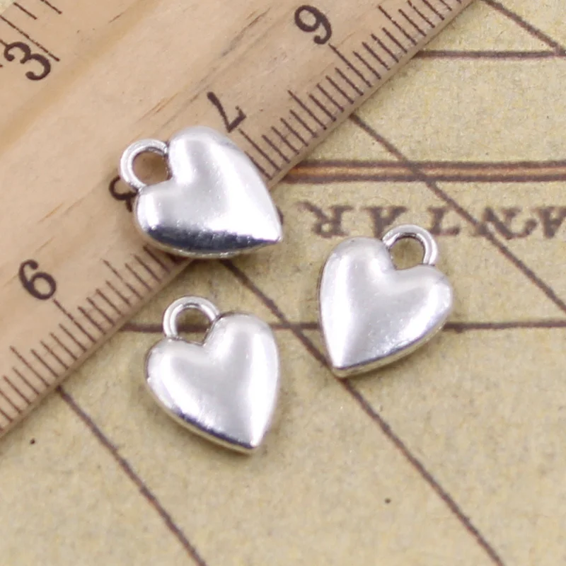 

12pcs/lot Charms heart 14x10mm Antique Silver Pendants Making DIY Handmade Tibetan Silver Finding Jewelry for Bracelet