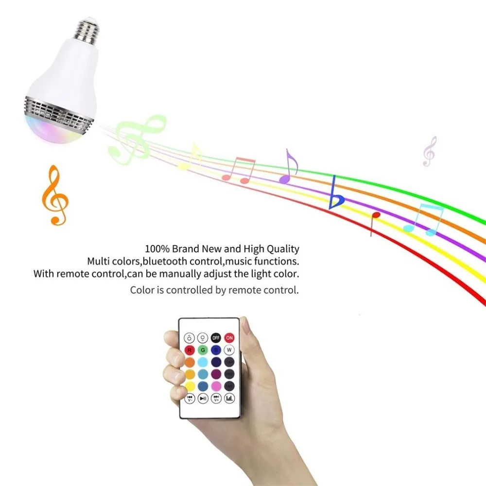 Диммируемая светодиодная RGB лампа E27 10 Вт с Bluetooth для освещения цветной