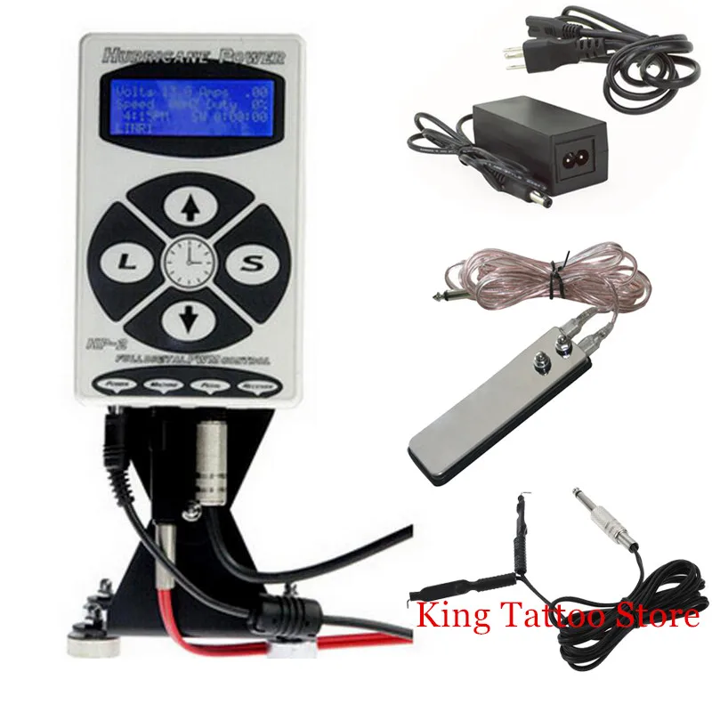 

Tattoo Power Supply Kits Set Hurricane HP-2 Dual Digital LCD Tattoo Power Supply with Clip Cord and Foot Pedal
