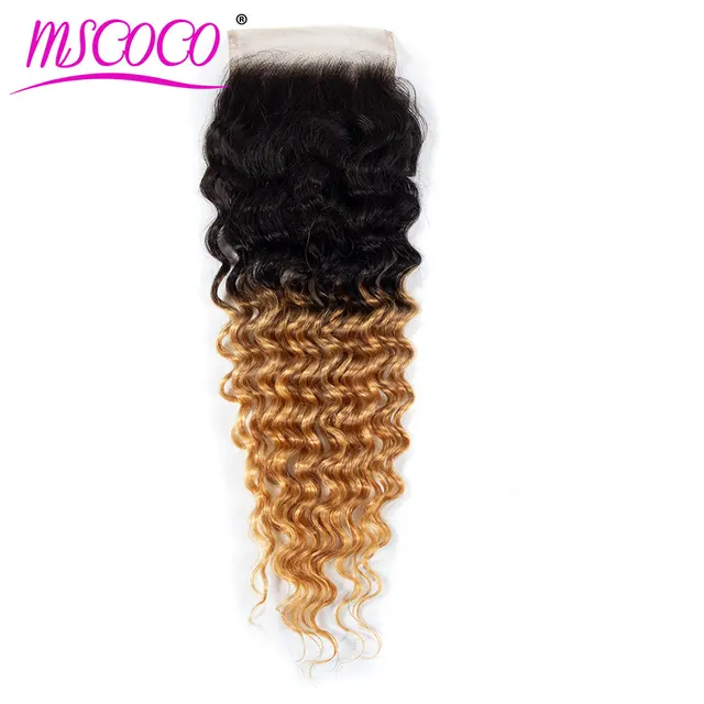 Extensiones de pelo ondulado Mscoco, Ombre, brasileño, con cierre, 1b 27, manojos de ondas profundas, cabello humano, 3 manojos con cierre, Remy Extensiones de pelo ondulado Mscoco, Ombre, brasileño, con cierre, 1b 27, manojos de ondas profundas, cabello humano, 3 manojos con cierre, Remy