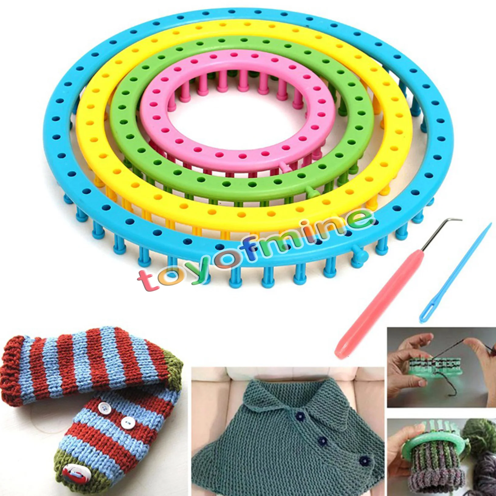 Useful 6Pcs/set DIY Knitting Tool Set Round Knitter Looms Ring Yarn