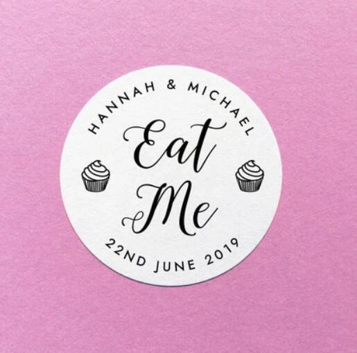 Custom Drink Me eat me Wedding gift Stickers Seals food Cupcake glasses labels birthday baby shower popcorn favors gift stickers