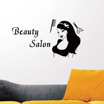 

Hair Salon Sticker Beauty Scissors Decal Haircut Name Posters Vinyl Wall Art Decals Decor Decoration Mural Salon Sticker