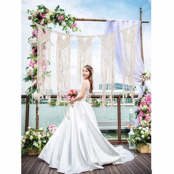 

Wall Art Pure cotton thread Boho tassel curtain Handmade Hanging Wall Tapestry Macrame Wedding Ceremony Backdrop photo props