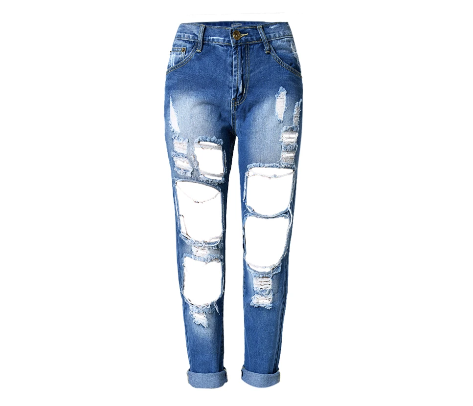 Топ продаж Модные бойфренды уличный стиль женские сексуальные джинсы женские свободные джинсовые рваные джинсовые брюки-карандаш