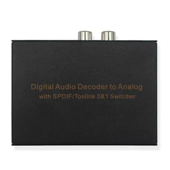 

1 Piece Only Digital Audio to Analog Converter Switcher With 3-Ports SPDIF/Toslink Input to Analog L/R and Headphone Output