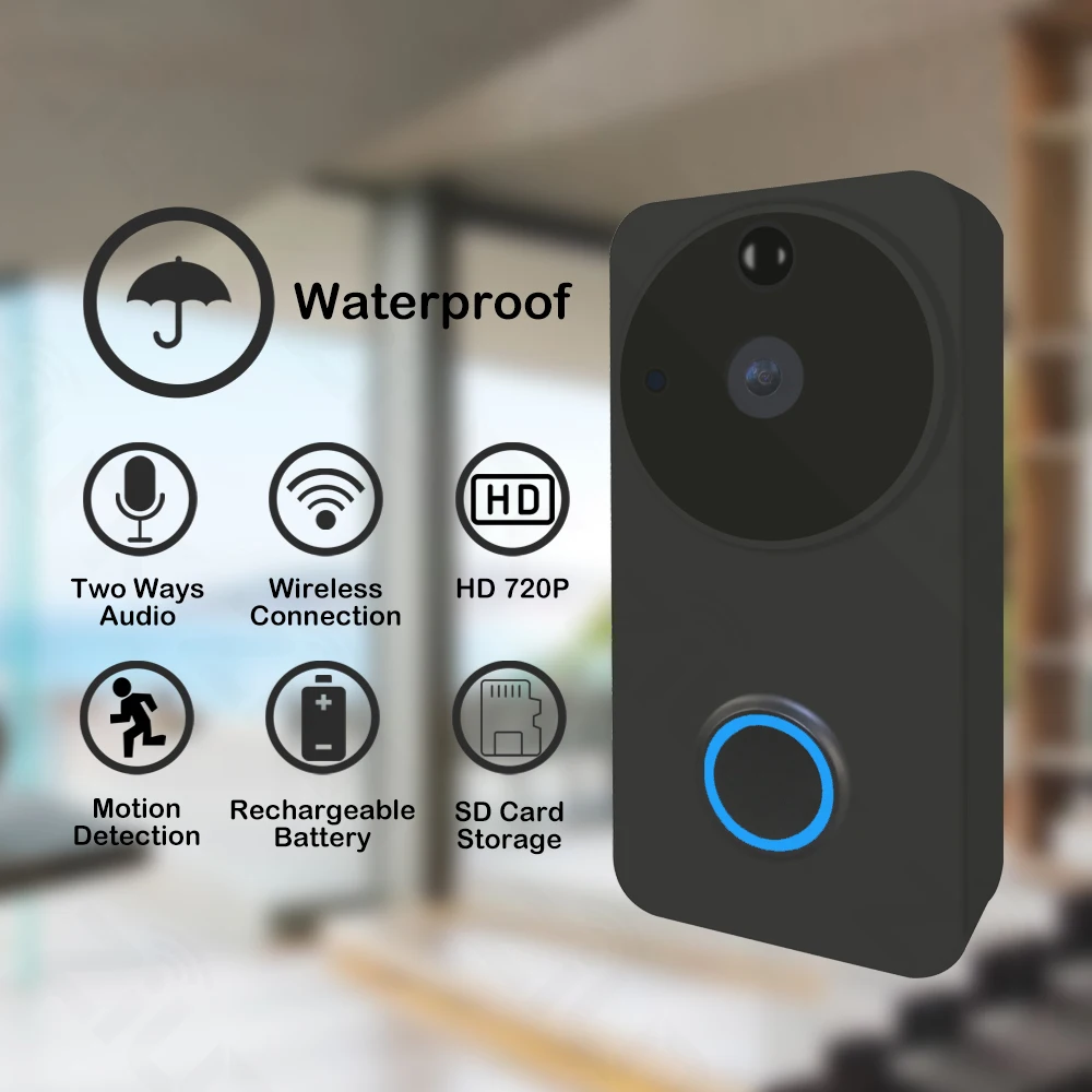 Buy 720P 1.0MP Smart WIFI Doorbell Camera Battery IR