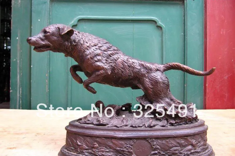 Us 2650 Cinese Puro Rame Bronze Feng Shui Fortunato Runing Fly Fuggire Cane Cane Lupo Statua Z In Cinese Puro Rame Bronze Feng Shui Fortunato