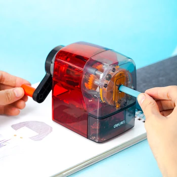 

Plastic Multifunctional Creative Pencil Sharpener Hand Crank Pencil Cutter Transparent Body Can Cut Color Pencil Deli 71152