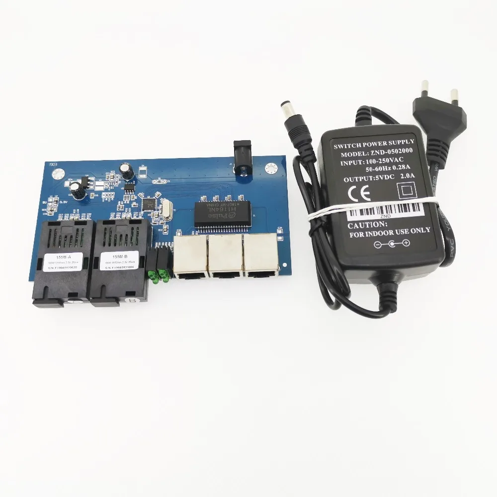 Коммутатор Ethernet 6 шт./лот 10/100 м 2 оптоволоконных порта SC 25KM UTP RJ45 быстрый волоконно
