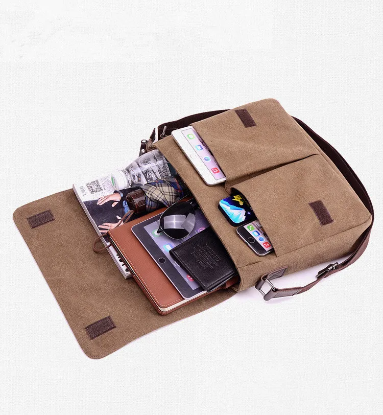 2019 Винтажный Мужской портфель, холщовая мужская сумка-мессенджер, классические дизайнерские сумки на плечо, карманные повседневные