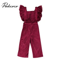 Новинка; модные комбинезоны для маленьких девочек; бархатный нагрудник для маленьких девочек; комбинезон с открытой спиной; Однотонный комбинезон без рукавов; одежда