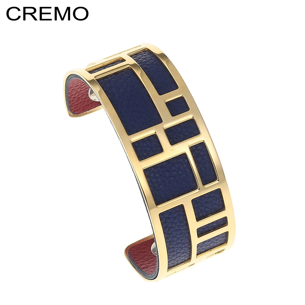 

Cremo Labyrinth Bracelets & Bangles For Women Gold Stainless Steel Interchangeable Leather Cuff Bijoux Femme Pulseiras
