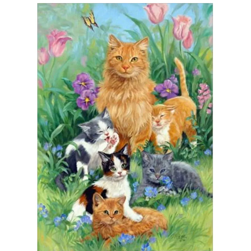 

5D DIY Diamond Painting Cat Cross Stitch Beautiful Cats Animal Needlework Home Decorative Round Craft Diamond Embroidery