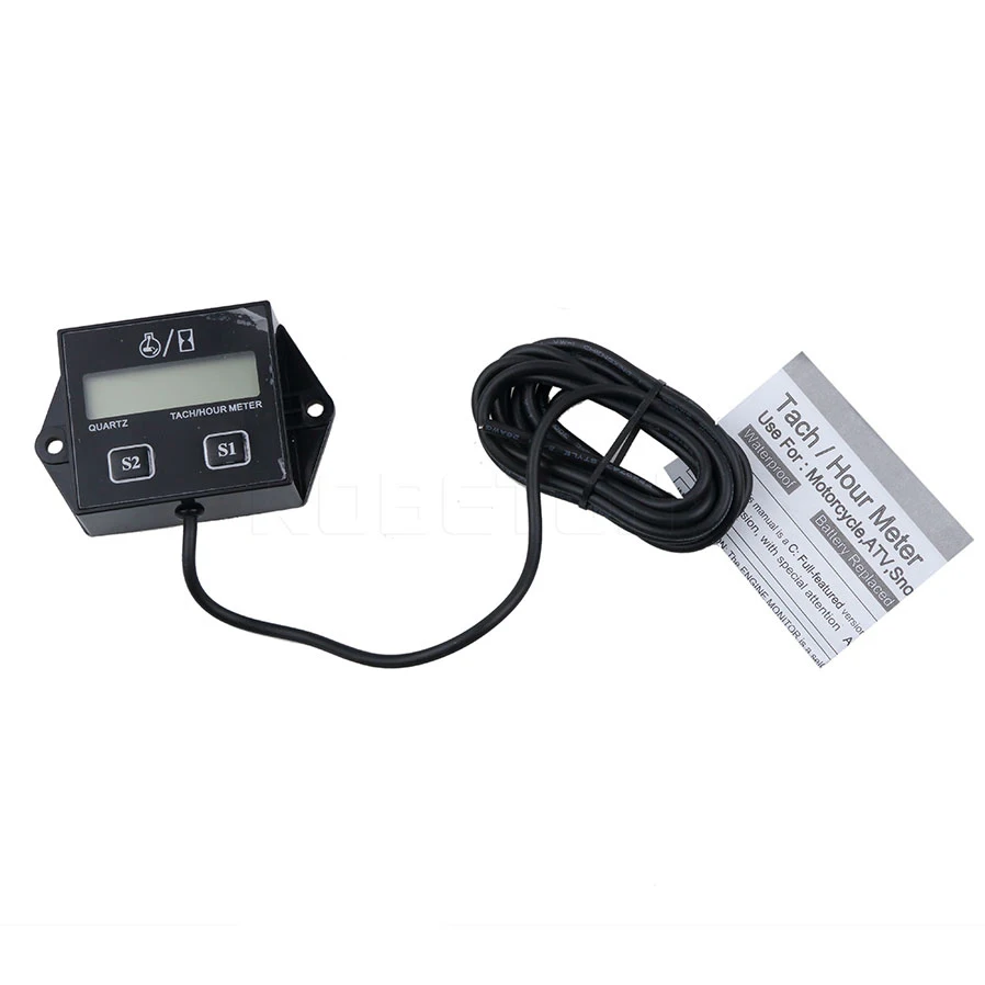 

Digital Engine Tach Hour Meter waterproof Tachometer Gauge RPM LCD Display Motorcycle Motor Stroke Engine Car Boat
