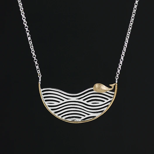 Amxiu Handmade Cute Sailing Boat Pendant Necklace Real 925 Silver Shell