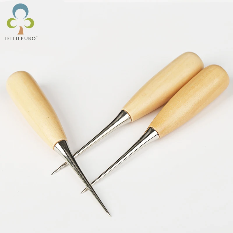 2Pcs Positioning Drill Tools Handmade leather tool Pointed Wooden handle Awl For Leather Hole Punches Leathercraft tools WYQ | Дом и сад