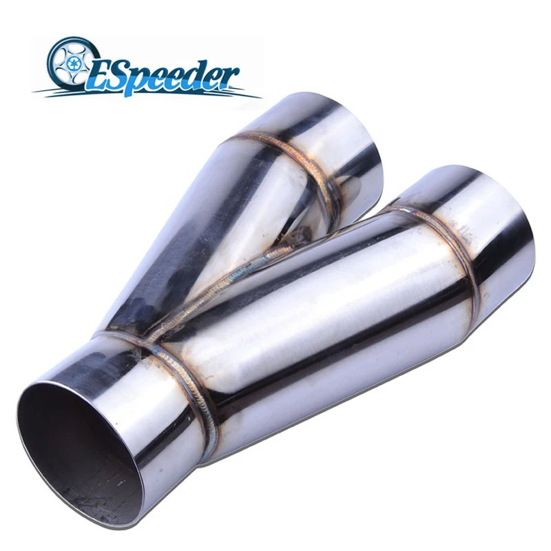 

ESPEEDER Universal Y Shape 3' Inlet 3' Double Outlet Stainless Car Dual Exhaust Tip Muffler Pipe Exhaust System